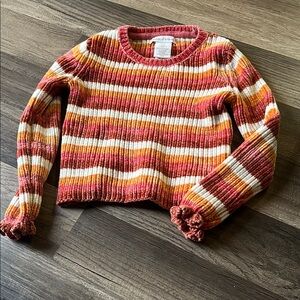 Tommy Bahama Red and Orange Striped Knit Sweater